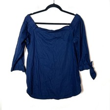 Banana Republic Dark Blue Off-Shoulder Blouse top shirt size Medium M B176