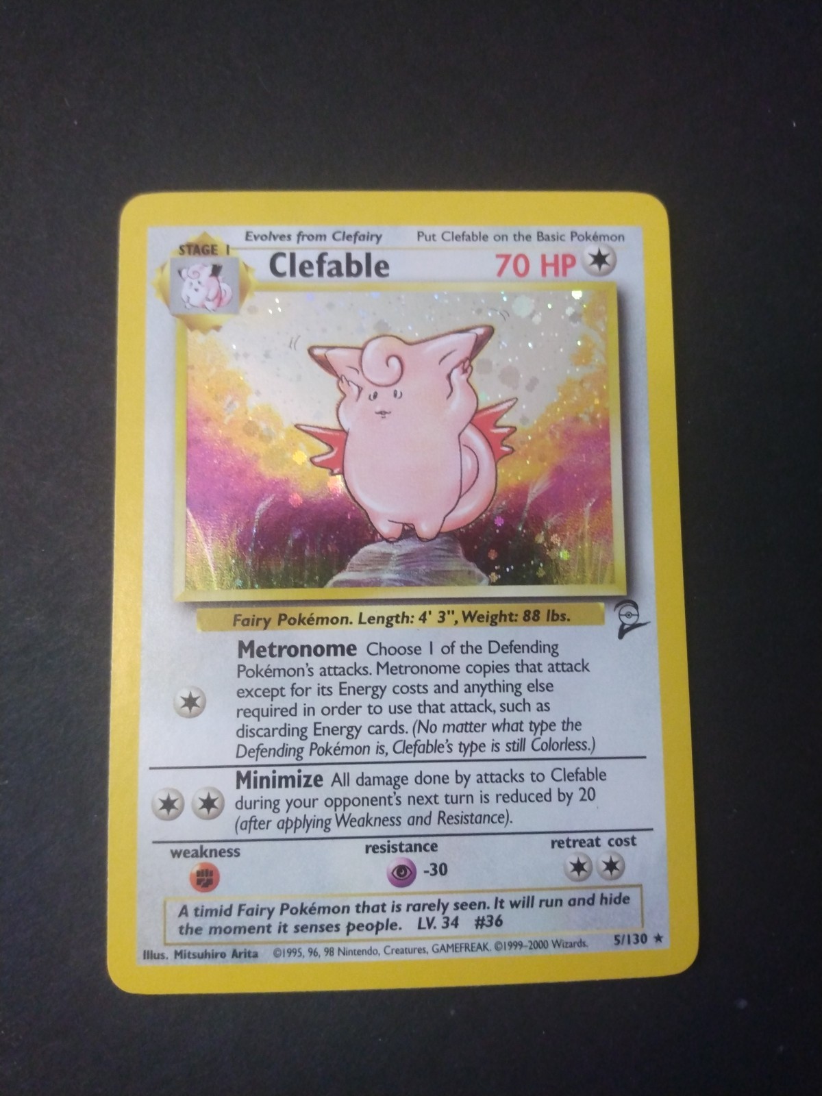 Clefable 5/130 - Base Set 2 - Holo Rare Pokemon TCG -