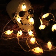 LED Halloween ghost light string party decoration, ghosts flashing and lively at