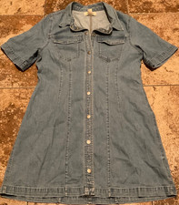 MADEWELL DENIM WESTERN BUTTON-UP SHIRT MIDI DRESS ( SIZE 10 ) MEDIUM WASH