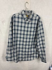 Eddie Bauer Classic Fit Button Down Plaid Outdoors Mens Blue L/S Pocket Large