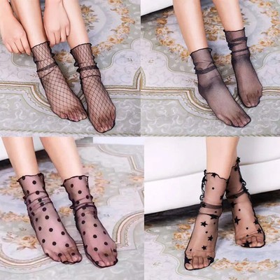 New Summer Sexy Lace Mesh Elastic Middle stockings Short Female Crystal Ultrathi