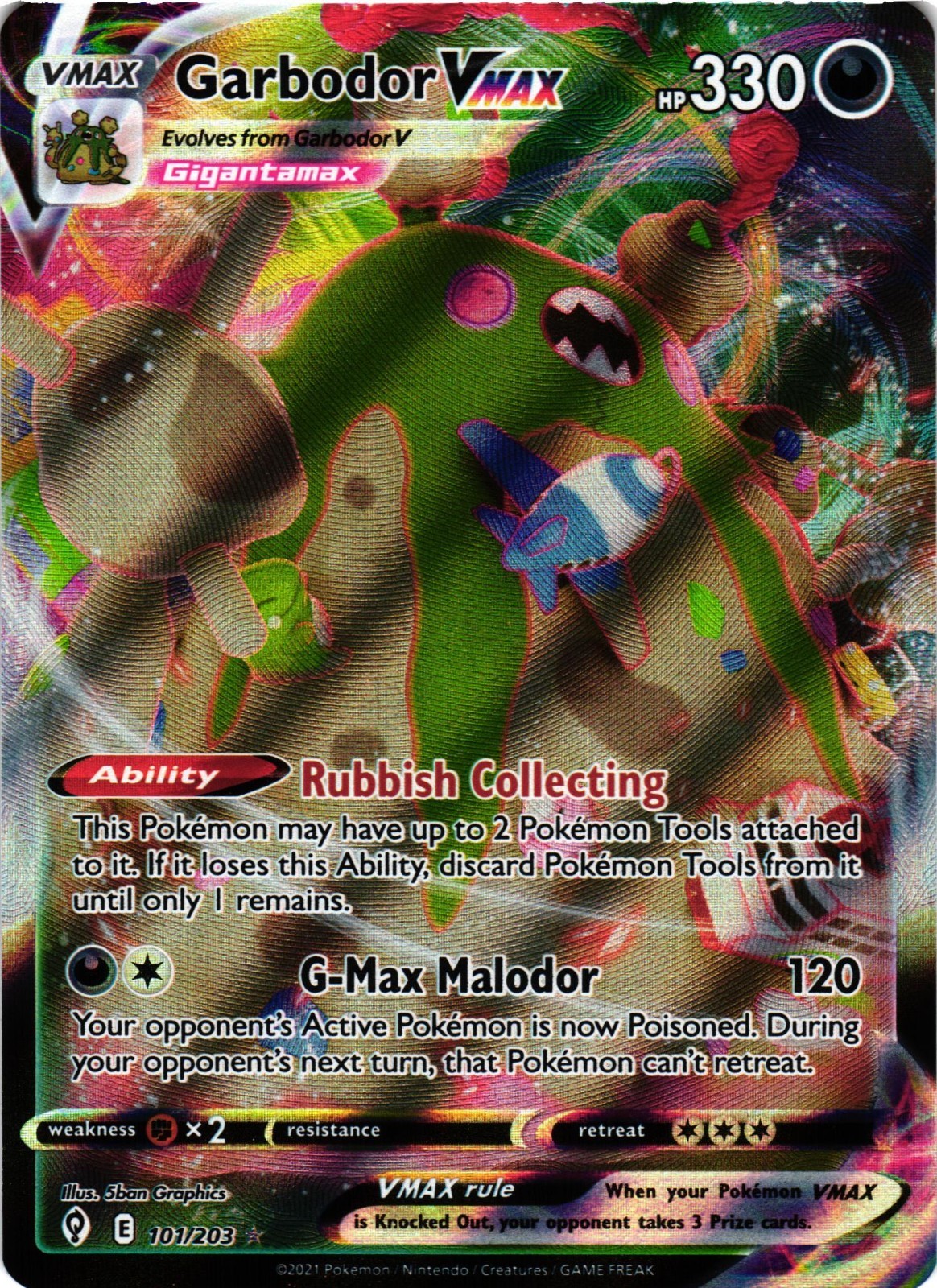 Pokémon TCG Garbodor VMAX 101/203 Holo Evolving Skies Ultra Rare NM