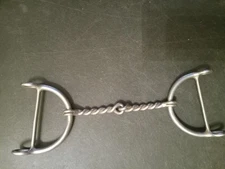 used D-ring gag snaffle bit 5 1/4 in twisted wire mouth stainless steel 