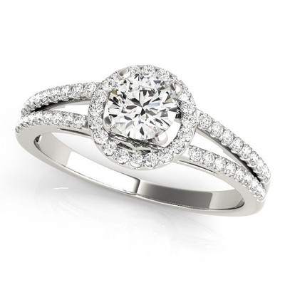 Elegant! 2 kt DE/VS Lab Grown runder Diamant Halo Verlobungsring 18 K Weißgold