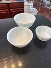 Pyrex 3 piece Nesting Mixing Bowls Turquoise Butterprint Amish 401, 402, 403