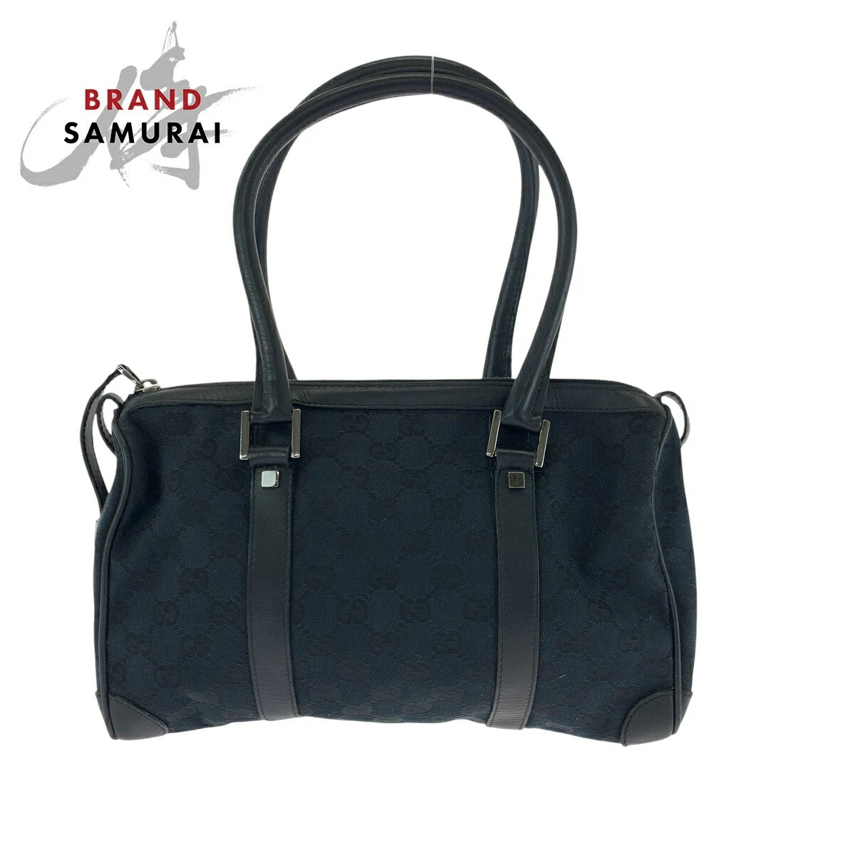chiiibag NEW Boston ブラック　美品 Gucci Black Silver Hardware Gg Canvas 000 0351 Handbag Mini