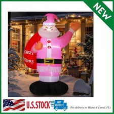 8 ft Christmas Inflatable Santa Claus Outdoor Pink Santa Inflatable Decoratio...