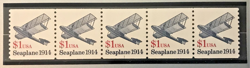 U. S. SCOTT #2468 SEAPLANE 1914 PNC5 - PLATE # 1 MNH - TRANSPORTATION SERIES