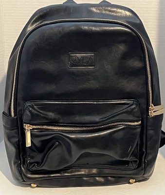 Ryla Ready Diaper Bag Backpack Insulated Bottle Pockets Black Vegan Leather