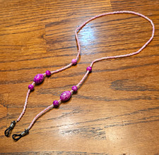 Pink Purple Beaded Glasses/Sunglasses Cord Strap Holder, Plastic, Unisex