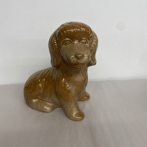 Vintage Brown Frankoma Pottery puppy dog bank brown COCKER SPANIEL,