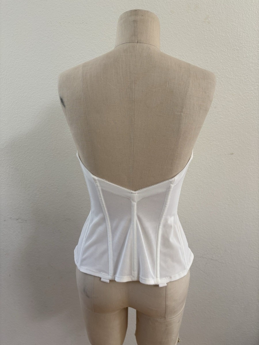 Rare Fredericks of Hollywood VTG White Lace Bustier Corset Zip