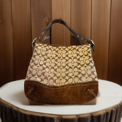 Beauty COACH Coach One Shoulder Bag Signature Suede/ Leather | eBay
