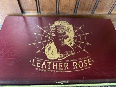 LEATHER ROSE EMPTY WOOD CIGAR  BY DEADWOOD TOBACCO MINT TORPEDO 5 X 54