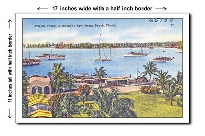 Florida 1940s - Private yachts in Biscayne Bay, Miami Beach, Fl - 11x17 Poster
