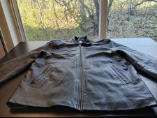 Echtes Leder Real Lamb Skin Leather Coat Jacket Black measures XL #375C