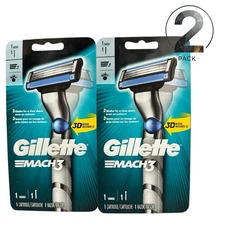 (2 Pack) Gillette Mach3 Razor / 3D Motion / 2  3-Blade Cartridges, 2 Razors