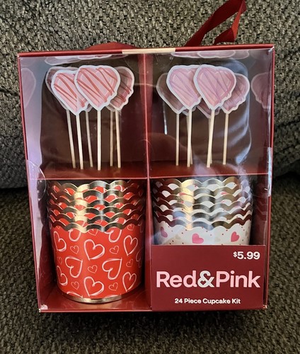 Lot Of 3** Red & Pink 24 Piece Cupcake Kit