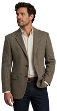Vintage Nordstrom Harris Tweed Blazer Mens Brown Herringbone Wool Sport Coat