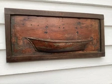 Antique 19th Century Half Ship Hull Model in Original Frame