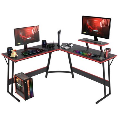 L Shaped Desk Corner Gaming Desk Computer Desk with Large Desktop Studying an...