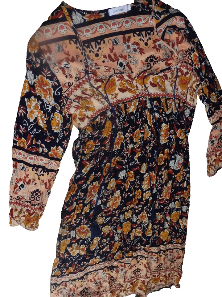 Kleid Ibzmode Gr. l / XL bunt Pflanzenmuster Sommerkleid Damen Sommer - Bild 1 von 4