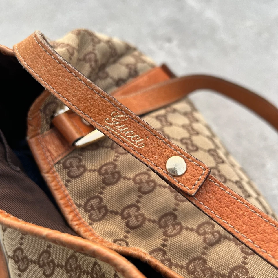 Gucci | Auténtico Bolso de Hombro Vintage GG Monograma Lona Cuero Beige Marrón Foto 3 de 4