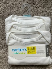 Carter's 3-6 Month White Short Sleeved Bodysuit Pack of 3 - NEW w/tags