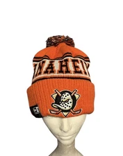 Anaheim Ducks New Era Beanie Knit Pom Winter NHL Hat Orange White & Black