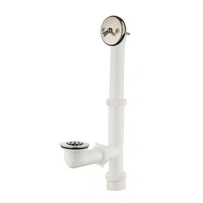 Trip Lever 1-1/2 In. White Poly Pipe Bath Waste and Overflow Drain in Brushed Ni