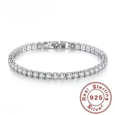 925 Sterling Silver Bracelet Zirconia Tennis Ball Women Fashion Simple Charm