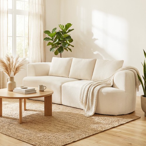 3-Sitzer Sofa, 260cm Cloud-Couch mit 3 Lendenkissen, Chenilleoptik, Refurbished - Bild 1 von 10