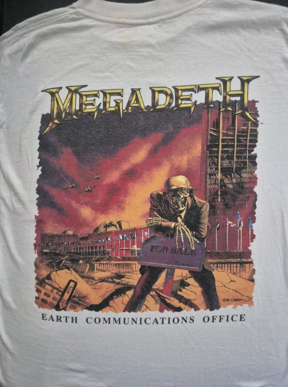 Vintage Megadeth Shirt XL Earth Communications Office Double Stitch AUCTION