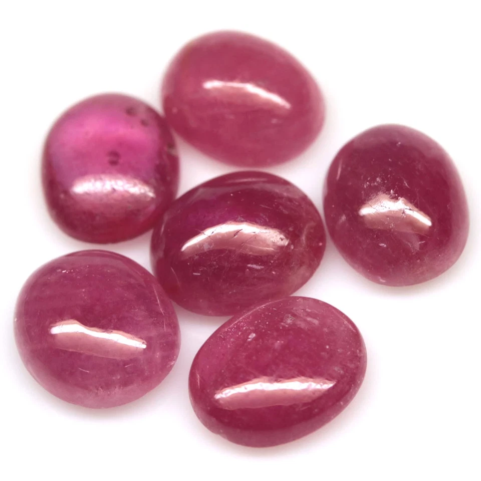 36.95 CT. 6Pcs Heated Red Ruby Madagascar Oval Cabochon - Image 2 of 4
