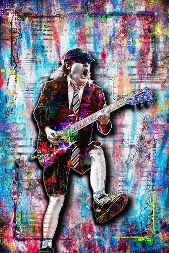 ANGUS YOUNG Lead Guitar Of AC/DC Poster, Angus Young AC/DC Pop Art Free ...