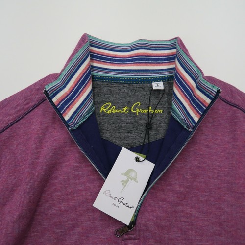 Robert Graham Abdul Herren Large 1/4 Zip Pullover Sweater Fuchsia Rot RS176002CF - Bild 3 von 12