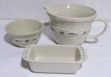 Longaberger Woven Traditions Blue  Batter Bowl, Small Mixing Bowl and Loaf Pan