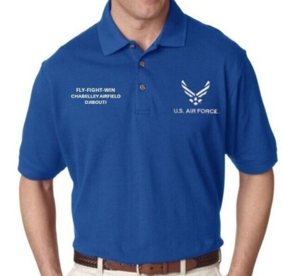 CHABELLEY AIRFIELD* DJIBOUTI*POLO &SWEATSHIRT EMBROIDERED.OFFICIALLY LICENSED