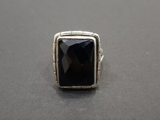 Solid 925 Sterling Silver Rectangle Black Onyx Women's Ring Natural Gemstone
