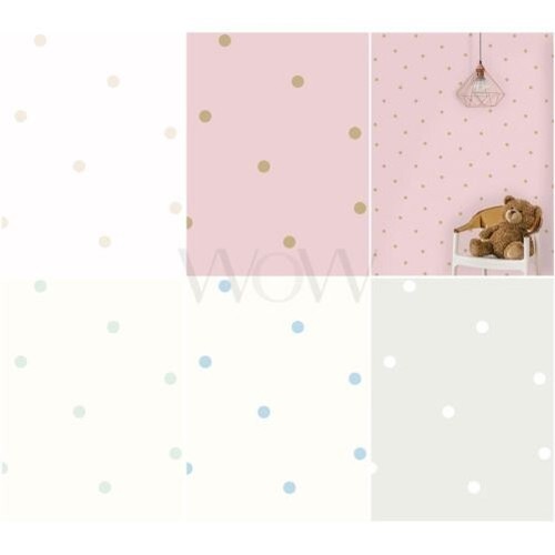 HOLDEN DOTTY WALLPAPER KIDS BEDROOM / NURSERY POLKA DOT METALLIC eBay