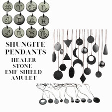 Shungite Stone Pendant Genuine Mineral EMF Shield Protection Amulet 50 Styles