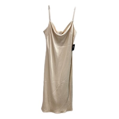 NWT Express Satin Slip Dress Large Cream Sleeveless Strappy