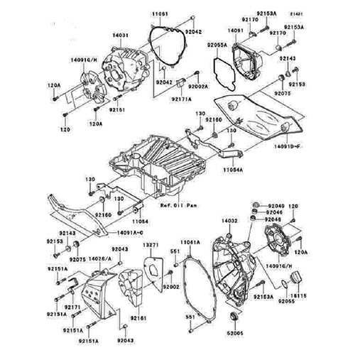 Vis de carter moteur inox pour Kawasaki Z1000 et ZR1000 de 2007 à 2009