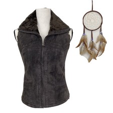 June Leather Vest Womens Size S Brown