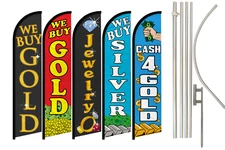 Jewelry Store Full Curve Windless Swooper Flag Pole Kit We Buy Gold Silver