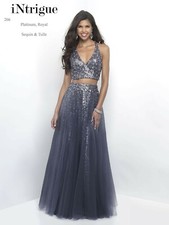 BLUSH PROM EVENING WEAR FORMAL 2 PIECE LONG DRESS GREY- Size 6/8