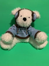 Hugfun Int’l Inc. White Dog Plush Stuffed Animal With Earmuffs and Hoodie 12”