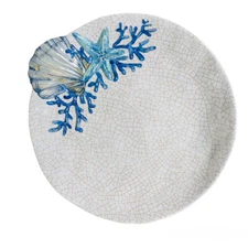 Sigrid Olsen Coral Seashell Starfish Ocean 11in Melamine Dinner Plates Set of 4