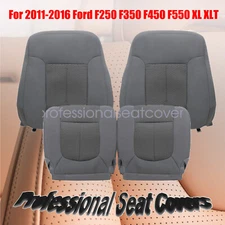 Fits 2011-16 Ford F250 XLT Driver / Passenger Bottom / Top Cloth Seat Cover Gray
